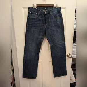 Levi's Dark Blue 501 Straight Jeans 34x32